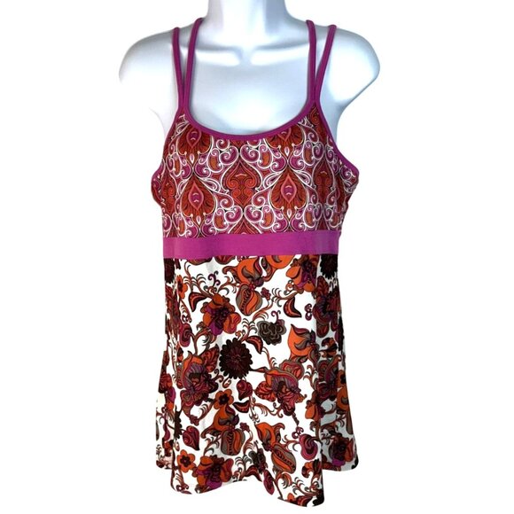 Prana Tops - PrAna Kaley Womens XL Paisley Colorful Boho Floral Top With Cross-Back Spaghetti